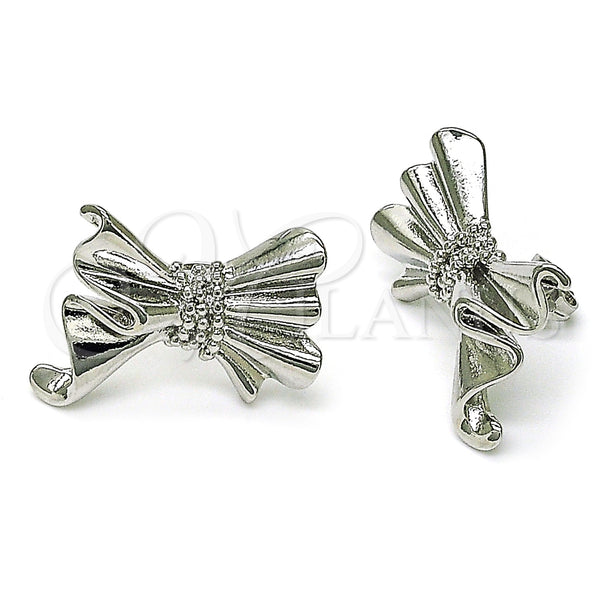 Rhodium Gold Filled Stud Earring, Bow Design, Polished, Rhodium Finish, 02.341.0193.1