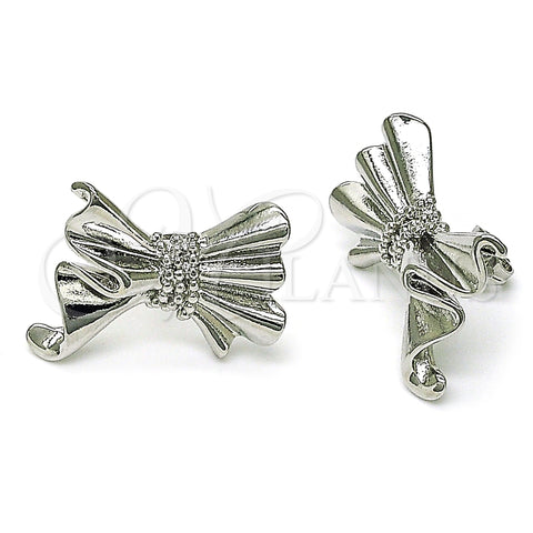 Rhodium Gold Filled Stud Earring, Bow Design, Polished, Rhodium Finish, 02.341.0193.1