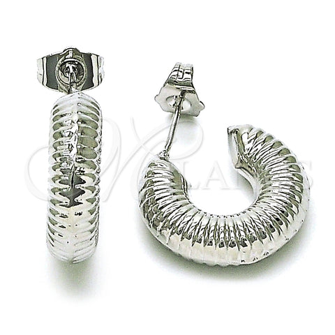 Rhodium Gold Filled Small Hoop, Hollow Design, Diamond Cutting Finish, Rhodium Finish, 02.163.0292.1.20