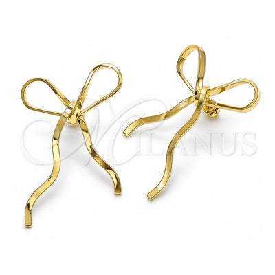 Oro Laminado Stud Earring, Gold Filled Style Bow Design, Polished, Golden Finish, 02.213.0664