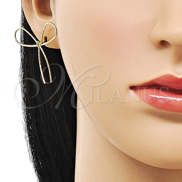 Gold Filled Ring — Stud Earring Bow Design Diamond Cutting 02. — alternate product view — SKU 155751 | Oro Laminado anillo — Stud Earring Bow diseño Diamond Cutting 02. — SKU 155751