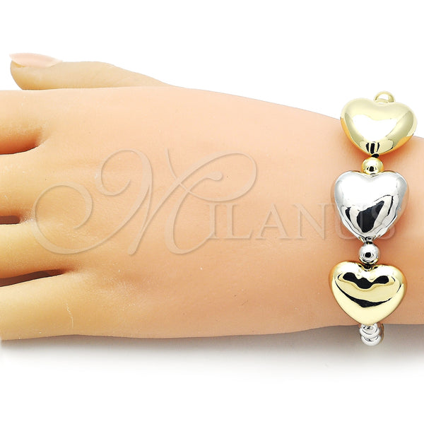 Gold Filled Bracelet — Fancy Bracelet Heart and Ball Design Polished Two — alternate product view — SKU 155768 | Oro Laminado brazalete — elegante Bracelet corazón and Ball diseño pulido Two — SKU 155768