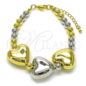 Gold Filled Bracelet — Fancy Bracelet Heart and Ball Design Polished Two — main product view — SKU 155768 | Oro Laminado brazalete — elegante Bracelet corazón and Ball diseño pulido Two — SKU 155768