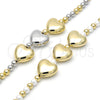 Oro Laminado Fancy Bracelet, Gold Filled Style Heart and Ball Design, with Ivory Pearl, Polished, Golden Finish, 03.341.2281.07 (06 MM Thickness, 7 Inches Length)