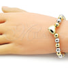 Oro Laminado Fancy Bracelet, Gold Filled Style Heart and Ball Design, Polished, Two Tone, 03.341.2282.1.07