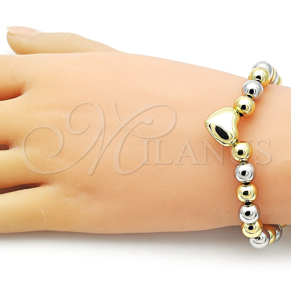 Gold Filled Bracelet — Fancy Bracelet Heart and Ball Design Polished Two — alternate product view — SKU 155772 | Oro Laminado brazalete — elegante Bracelet corazón and Ball diseño pulido Two — SKU 155772