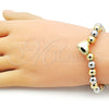 Oro Laminado Fancy Bracelet, Gold Filled Style Heart and Ball Design, Polished, Two Tone, 03.341.2282.1.07 (08 MM Thickness, 7 Inches Length)