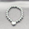 Rhodium Plated Fancy Bracelet, Heart and Ball Design, Polished, Rhodium Finish, 03.341.2282.2.07