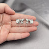 Rhodium Plated Stud Earring, Bow Design, Diamond Cutting Finish, Rhodium Finish, 02.341.0203.1