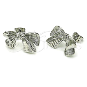 Rhodium Gold Filled Stud Earring, Bow Design, Diamond Cutting Finish, Rhodium Finish, 02.341.0203.1