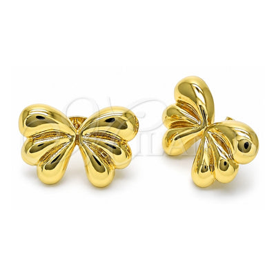 Oro Laminado Stud Earring, Gold Filled Style Bow Design, Polished, Golden Finish, 02.341.0204