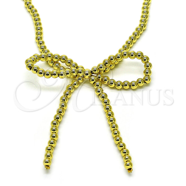 Oro Laminado Fancy Necklace, Gold Filled Style Bow Design, Polished, Golden Finish, 04.341.0123.18 (04 MM Thickness, 18 Inches Length)