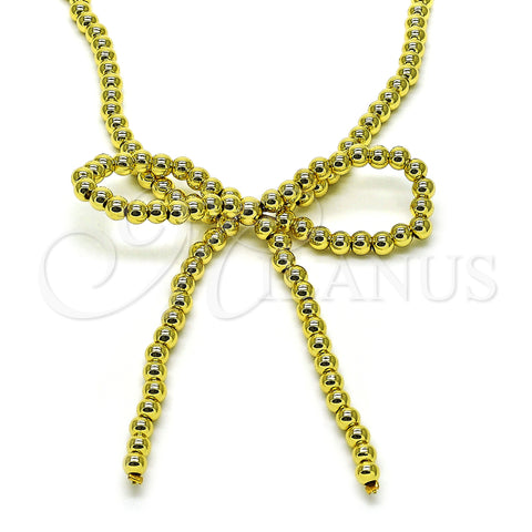 Oro Laminado Fancy Necklace, Gold Filled Style Bow Design, Polished, Golden Finish, 04.341.0123.18 (04 MM Thickness, 18 Inches Length)