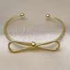 Oro Laminado Individual Bangle, Gold Filled Style Bow Design, Polished, Golden Finish, 07.341.0059 (02 MM Thickness, One size fits all)