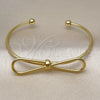 Oro Laminado Individual Bangle, Gold Filled Style Bow Design, Polished, Golden Finish, 07.341.0059 (02 MM Thickness, One size fits all)