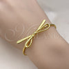 Oro Laminado Individual Bangle, Gold Filled Style Bow Design, Polished, Golden Finish, 07.341.0060 (02 MM Thickness, One size fits all)