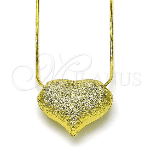 Oro Laminado Pendant Necklace, Gold Filled Style Heart and Hollow Design, Matte Finish, Golden Finish, 04.341.0124.18 (01 MM Thickness, 18 Inches Length)