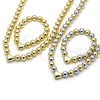 Oro Laminado Necklace and Bracelet, Gold Filled Style Ball and Heart Design, Polished, Golden Finish, 06.341.0010.1