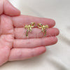 Oro Laminado Stud Earring, Gold Filled Style Bow Design, Polished, Golden Finish, 02.341.0205