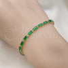 Oro Laminado Tennis Bracelet, Gold Filled Style Baguette Design, with Green Cubic Zirconia, Polished, Golden Finish, 03.283.0354.3.07 (03 MM Thickness, 7 Inches Length)