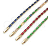 Oro Laminado Tennis Bracelet, Gold Filled Style Baguette Design, with Green Cubic Zirconia, Polished, Golden Finish, 03.283.0354.3.07 (03 MM Thickness, 7 Inches Length)