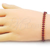 Oro Laminado Tennis Bracelet, Gold Filled Style Cluster Design, with Garnet Cubic Zirconia, Polished, Golden Finish, 03.283.0355.2.07 (06 MM Thickness, 7 Inches Length)