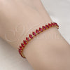 Oro Laminado Tennis Bracelet, Gold Filled Style Cluster Design, with Garnet Cubic Zirconia, Polished, Golden Finish, 03.283.0355.2.07 (06 MM Thickness, 7 Inches Length)