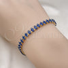 Oro Laminado Tennis Bracelet, Gold Filled Style Cluster Design, with Sapphire Blue Cubic Zirconia, Polished, Golden Finish, 03.283.0355.4.07 (06 MM Thickness, 7 Inches Length)