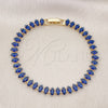 Oro Laminado Tennis Bracelet, Gold Filled Style Cluster Design, with Sapphire Blue Cubic Zirconia, Polished, Golden Finish, 03.283.0355.4.07 (06 MM Thickness, 7 Inches Length)