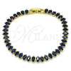 Oro Laminado Tennis Bracelet, Gold Filled Style Cluster Design, with Sapphire Blue Cubic Zirconia, Polished, Golden Finish, 03.283.0355.4.07 (06 MM Thickness, 7 Inches Length)