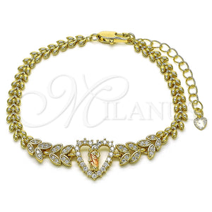 Gold Filled Bracelet — Fancy Bracelet San Judas and Heart Design with — main product view — SKU 155807 | Oro Laminado brazalete — elegante Bracelet San Judas and corazón diseño with — SKU 155807