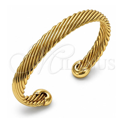 Oro Laminado Individual Bangle, Gold Filled Style Twist Design, Polished, Golden Finish, 07.170.0029 (08 MM Thickness, One size fits all)