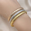 Oro Laminado Trio Bangle, Gold Filled Style Twist Design, Polished, Tricolor, 07.170.0030 (07 MM Thickness, One size fits all)
