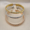 Oro Laminado Trio Bangle, Gold Filled Style Twist Design, Polished, Tricolor, 07.170.0030 (07 MM Thickness, One size fits all)