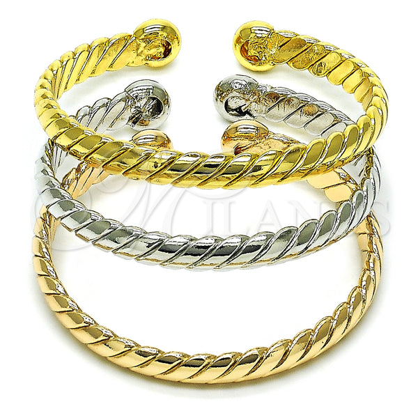 Gold Filled Jewelry — Trio Bangle Twist Design Polished Tricolor 07. 07 — main product view — SKU 155812 | Oro Laminado joyería — Trio Bangle Twist diseño pulido Tricolor 07. 07 — SKU 155812