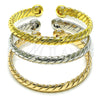 Oro Laminado Trio Bangle, Gold Filled Style Twist Design, Polished, Tricolor, 07.170.0030 (07 MM Thickness, One size fits all)