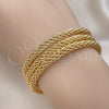 Oro Laminado Trio Bangle, Gold Filled Style Twist and Rope Design, Polished, Golden Finish, 07.170.0012.1 (05 MM Thickness, One size fits all)