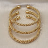 Oro Laminado Trio Bangle, Gold Filled Style Twist and Rope Design, Polished, Golden Finish, 07.170.0012.1 (05 MM Thickness, One size fits all)