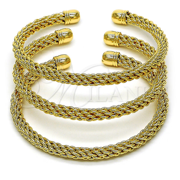 Oro Laminado Trio Bangle, Gold Filled Style Twist and Rope Design, Polished, Golden Finish, 07.170.0012.1 (05 MM Thickness, One size fits all)
