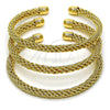Oro Laminado Trio Bangle, Gold Filled Style Twist and Rope Design, Polished, Golden Finish, 07.170.0012.1 (05 MM Thickness, One size fits all)