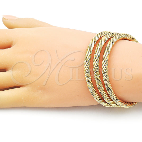 Gold Filled Jewelry — Trio Bangle Twist Design Polished 07. 05 MM — alternate product view — SKU 155814 | Oro Laminado joyería — Trio Bangle Twist diseño pulido 07. 05 MM — SKU 155814