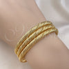 Oro Laminado Trio Bangle, Gold Filled Style Twist Design, Polished, Golden Finish, 07.170.0013.1 (05 MM Thickness, One size fits all)