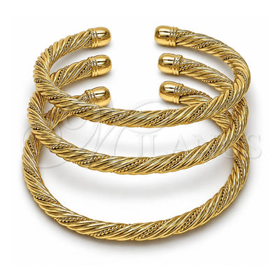 Oro Laminado Trio Bangle, Gold Filled Style Twist Design, Polished, Golden Finish, 07.170.0013.1 (05 MM Thickness, One size fits all)
