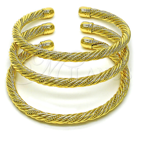 Oro Laminado Trio Bangle, Gold Filled Style Twist Design, Polished, Golden Finish, 07.170.0013.1 (05 MM Thickness, One size fits all)