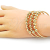 Oro Laminado Trio Bangle, Gold Filled Style Ball Design, Diamond Cutting Finish, Golden Finish, 07.170.0018.1 (03 MM Thickness, One size fits all)