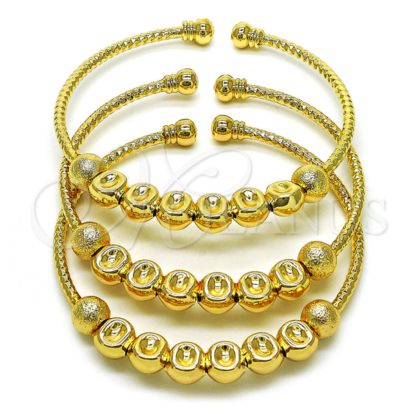 Gold Filled Jewelry — Trio Bangle Ball Design Diamond Cutting 07. 03 — main product view — SKU 155816 | Oro Laminado joyería — Trio Bangle Ball diseño Diamond Cutting 07. 03 — SKU 155816