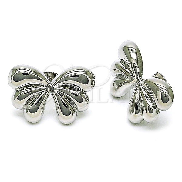 Rhodium Plated Stud Earring, Chunky Design, Polished, Rhodium Finish, 02.341.0204.1