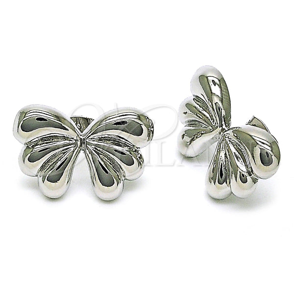 Rhodium Gold Filled Stud Earring, Bow Design, Polished, Rhodium Finish, 02.341.0204.1