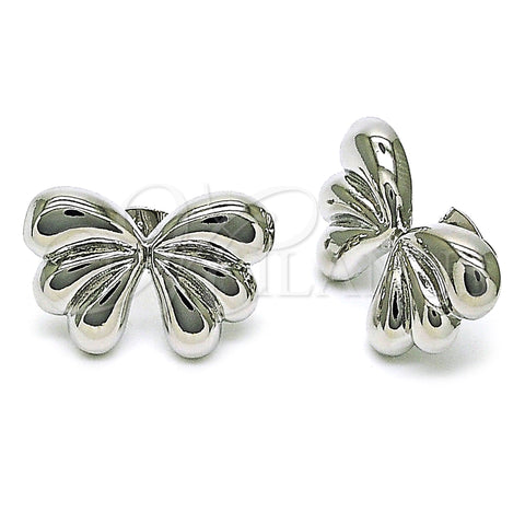 Rhodium Gold Filled Stud Earring, Bow Design, Polished, Rhodium Finish, 02.341.0204.1