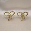 Oro Laminado Stud Earring, Gold Filled Style Bow and Twist Design, Diamond Cutting Finish, Golden Finish, 02.341.0207